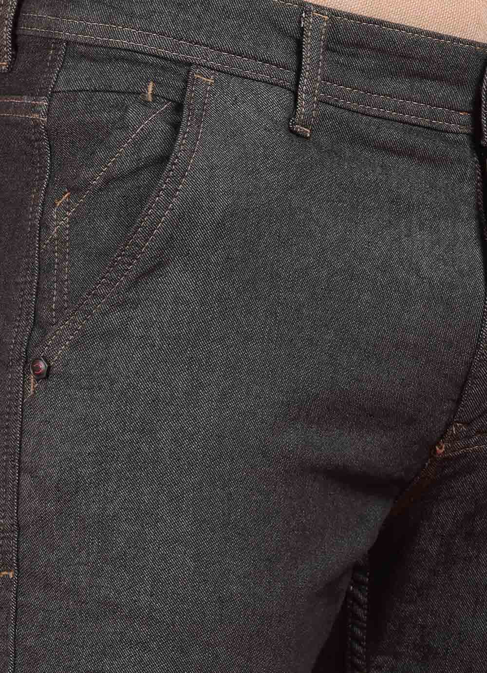 Grey Knitted Denim Jean with Cross Pockets
