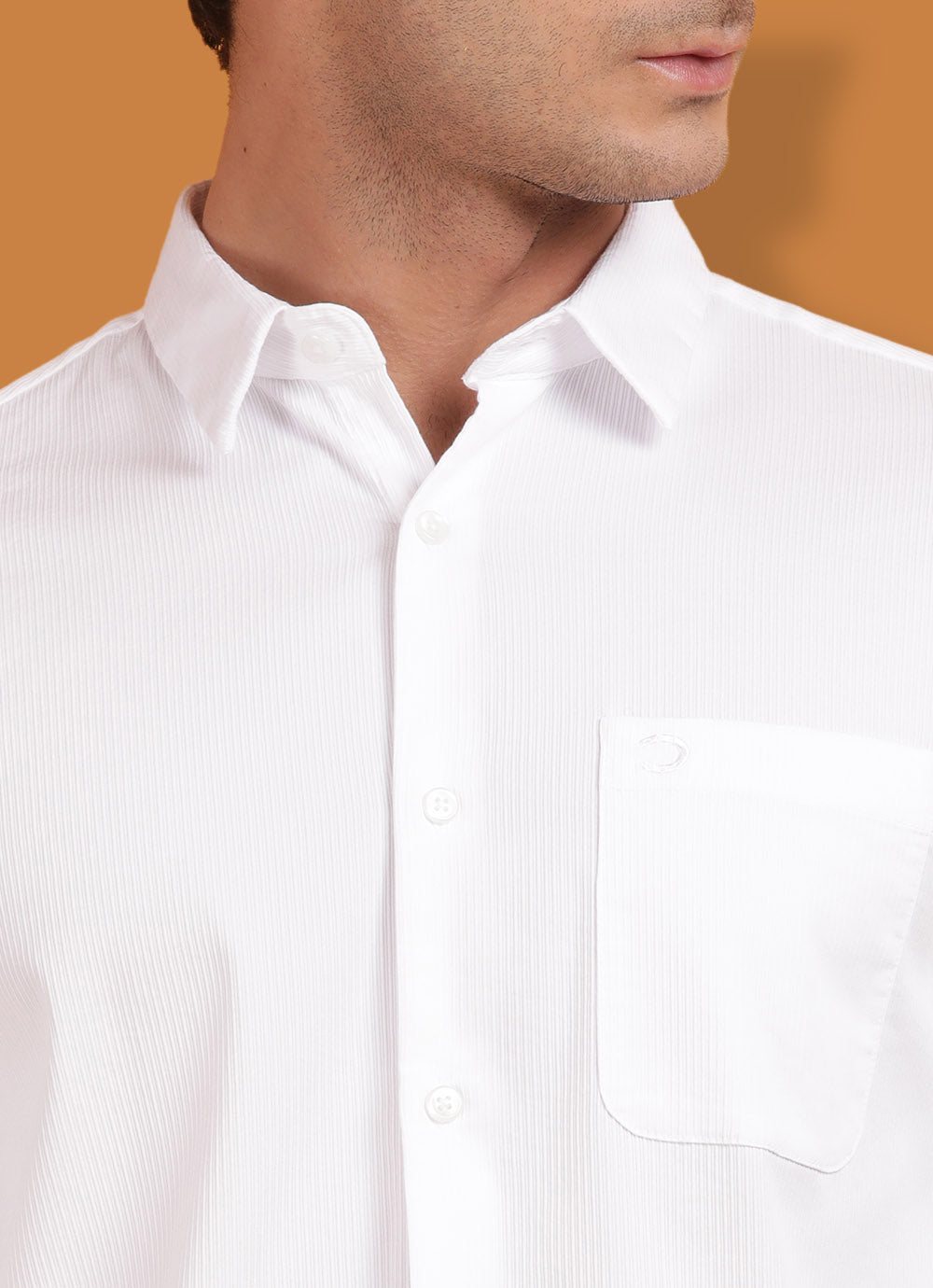 White Cotton Solid Slim Fit Shirt with Single Patch Pocket