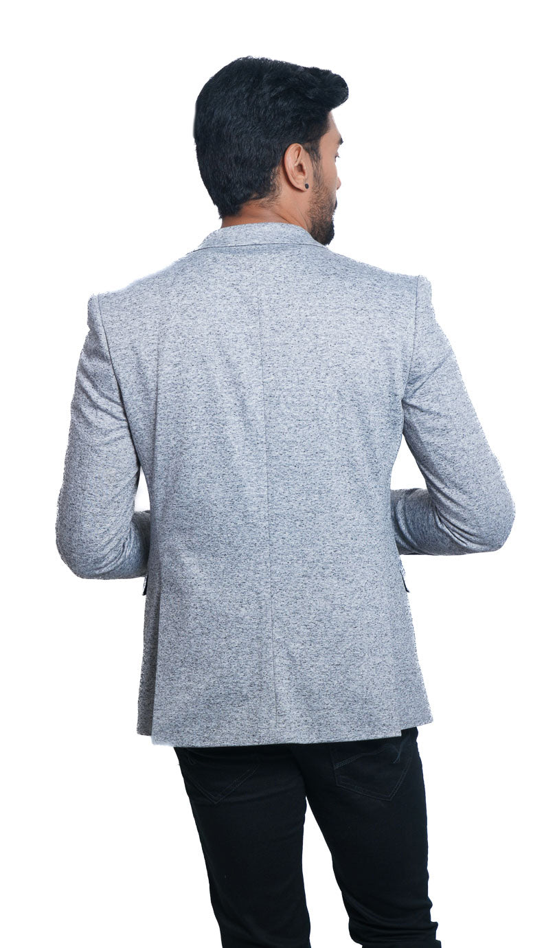 Derby Grey Slim Solid Knitted Casual Blazer