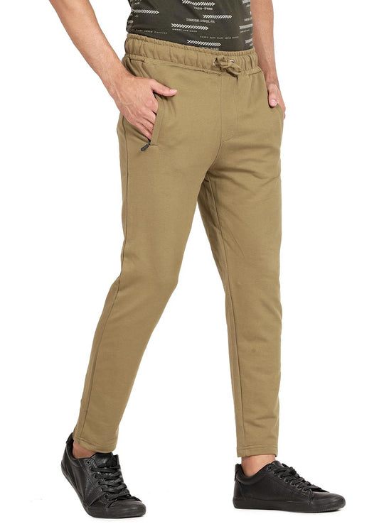 Derby Olive Solid Cotton Slim Fit Knitted Jogger