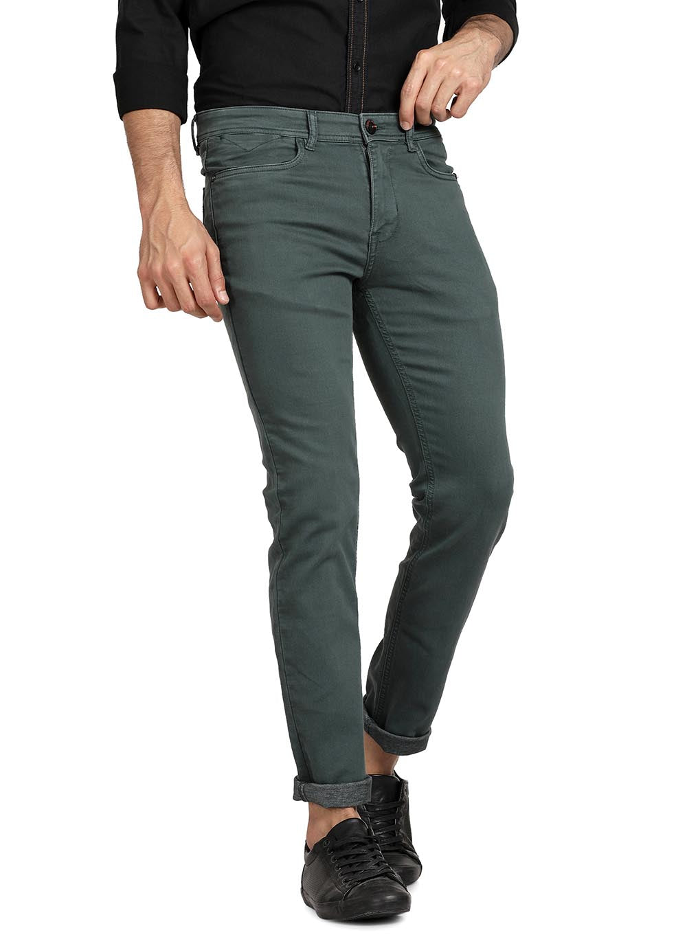 Derby Green Clean Look Slim Fit Knitted Jeans