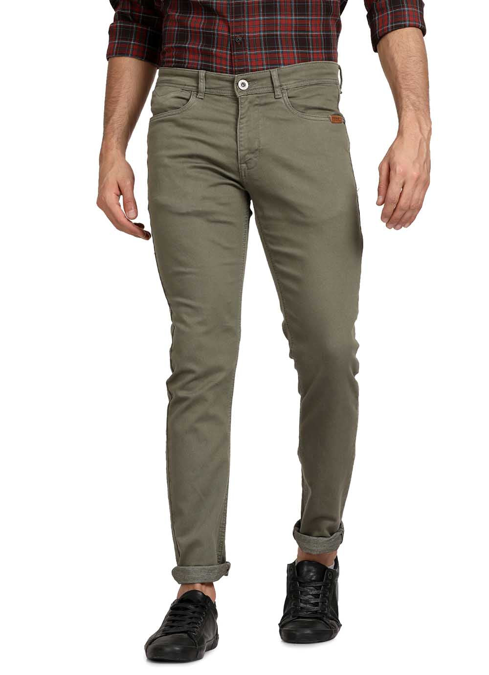 Derby Olive Clean Look Slim Fit Knitted Jeans