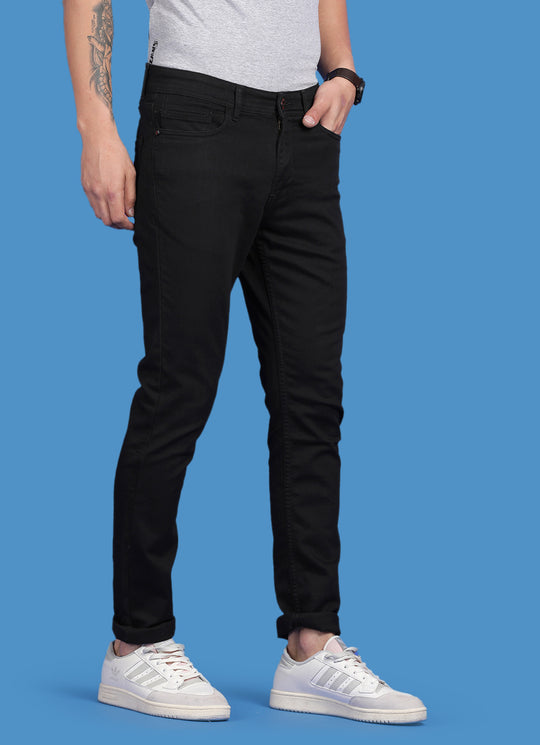 Black Slim Fit Knitted Denim Jeans