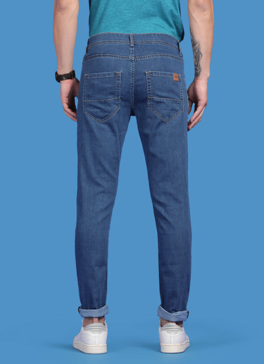 Mid Blue Slim Fit Knitted Air Denim Jeans