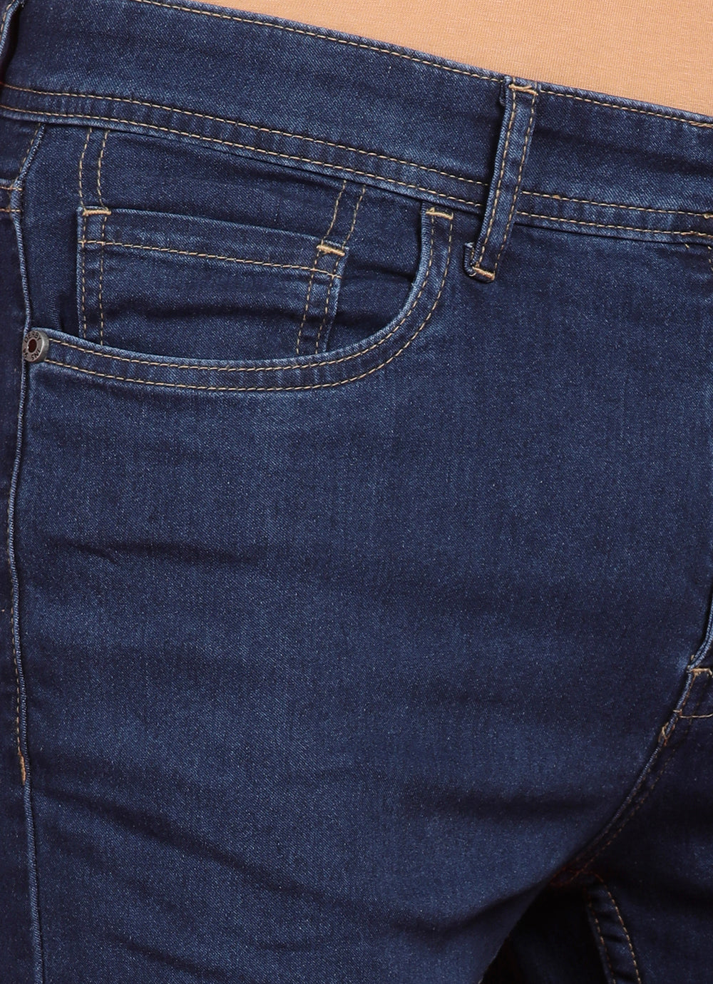 Blue Slim Fit Knitted Denim Jeans
