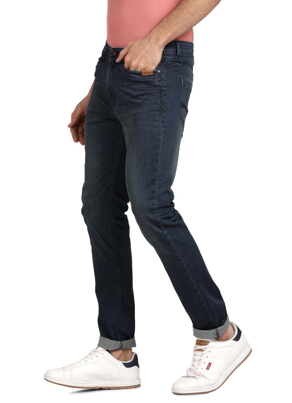 Derby Blue Faded Slim Fit Stretch Jeans