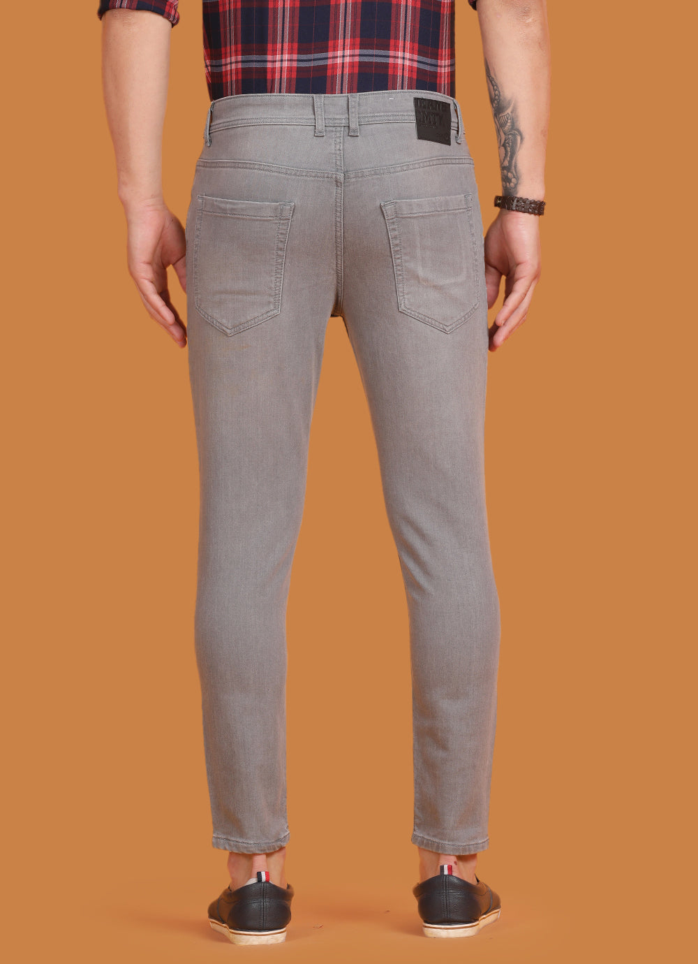 Light Grey Slim Fit Knitted Denim Jeans