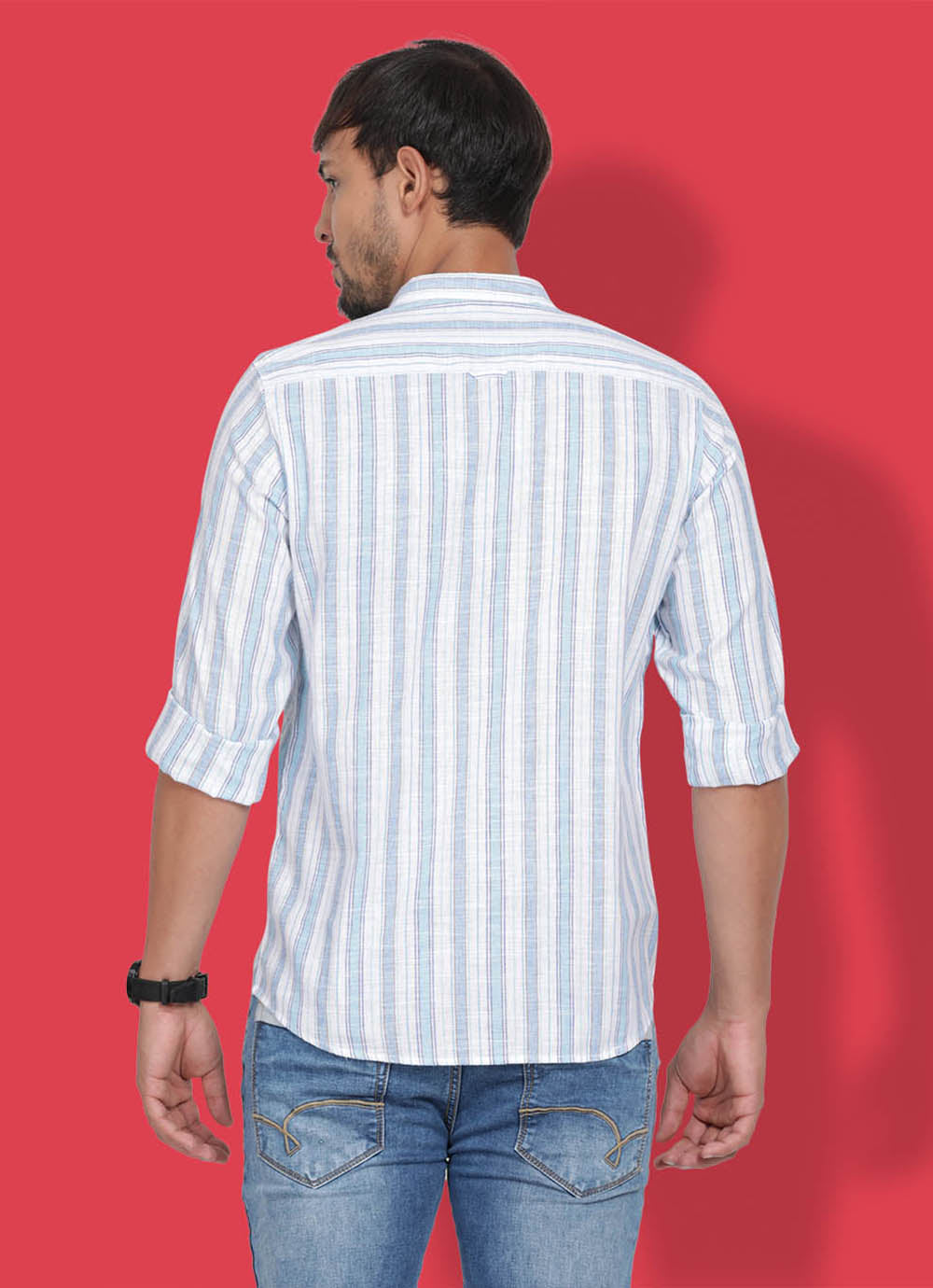 Blue Striped Cotton Slim fit Shirt