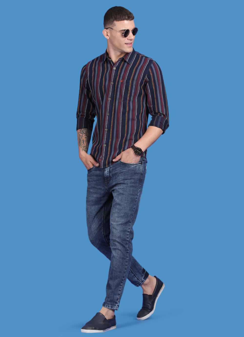Blue Indigo Striped Slim Fit Shirt
