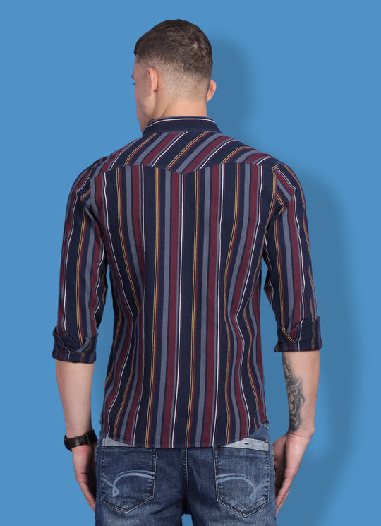 Blue Indigo Striped Slim Fit Shirt