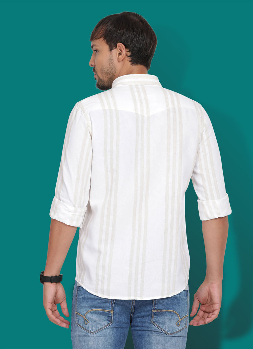 Striped Cotton Slim fit White Shirt