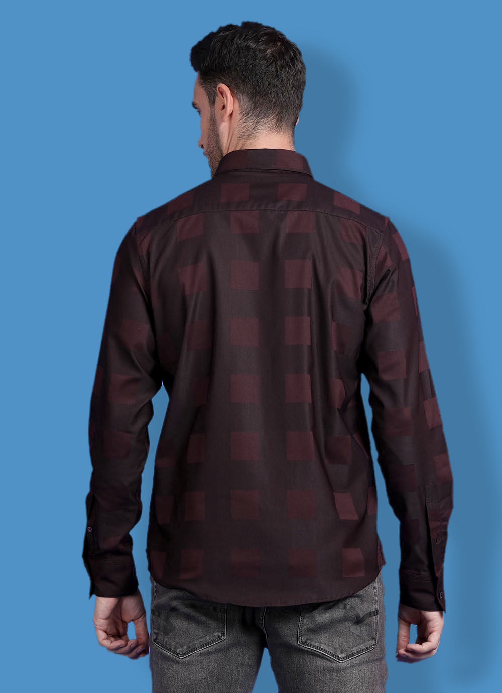 Printed Cotton Slim Fit Maroon Shirt with Welt Pocket
