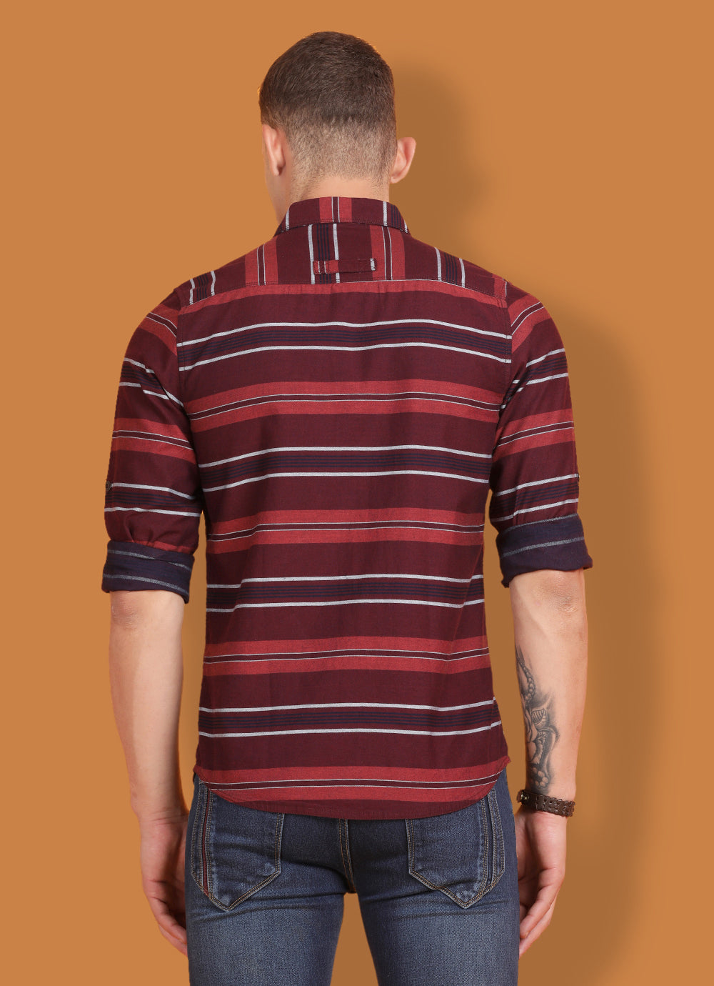 Red Indigo Striped Slim Fit Shirt
