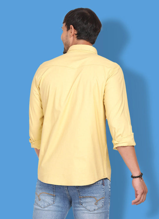 Solid Indigo Yellow Slim Fit Shirt