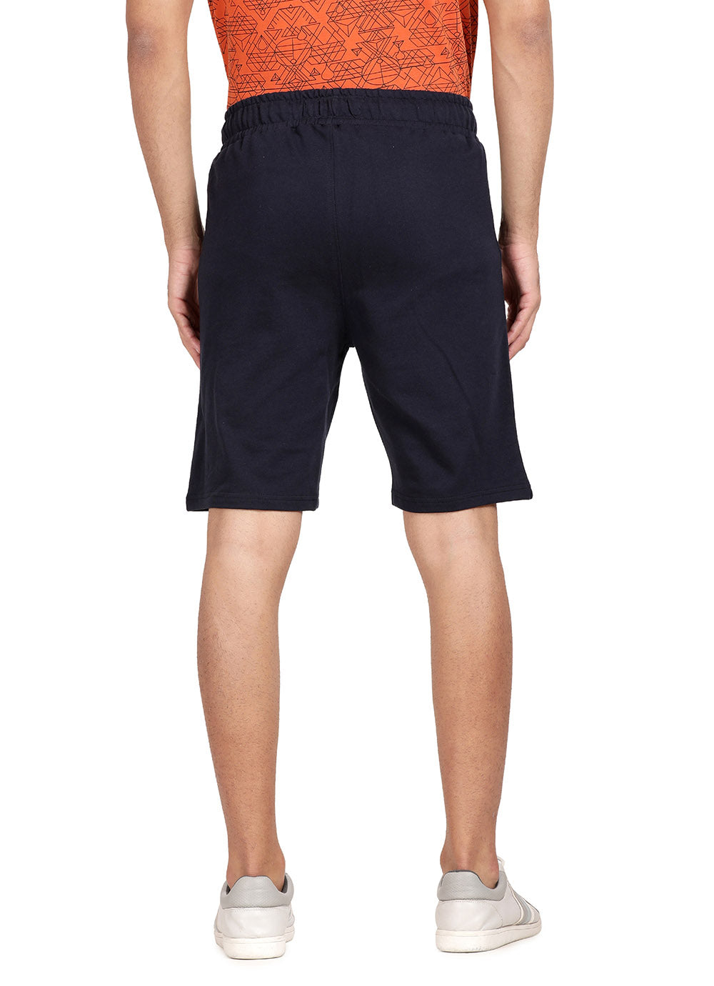 Derby Navy Solid Cotton Slim Fit Shorts
