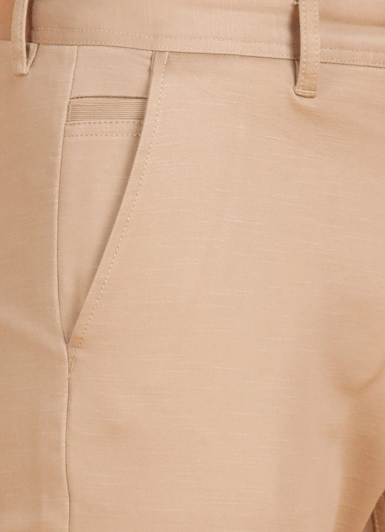 Khaki Cotton Blend Slim Fit Trouser