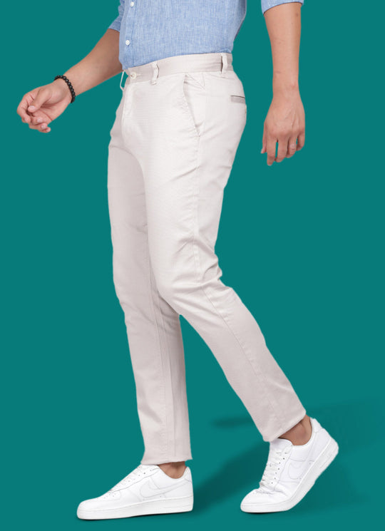 Cream Slim fit Casual trouser