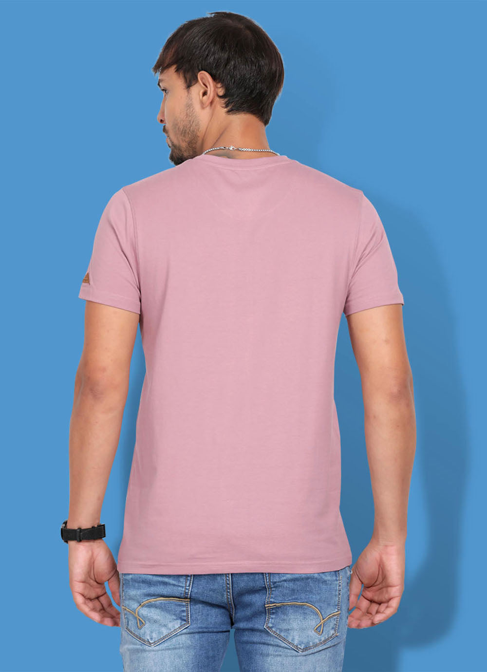 Cotton Pink Half sleeve Crew Neck T Shirt