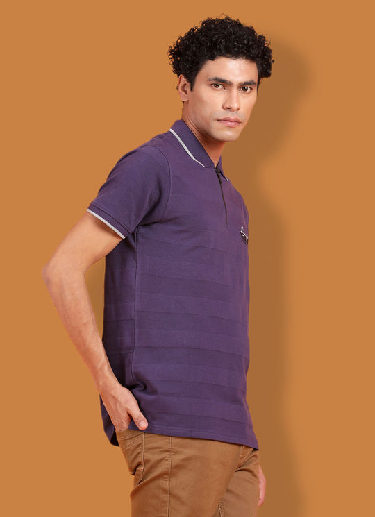 Cotton Polo Solid Purple T-shirt