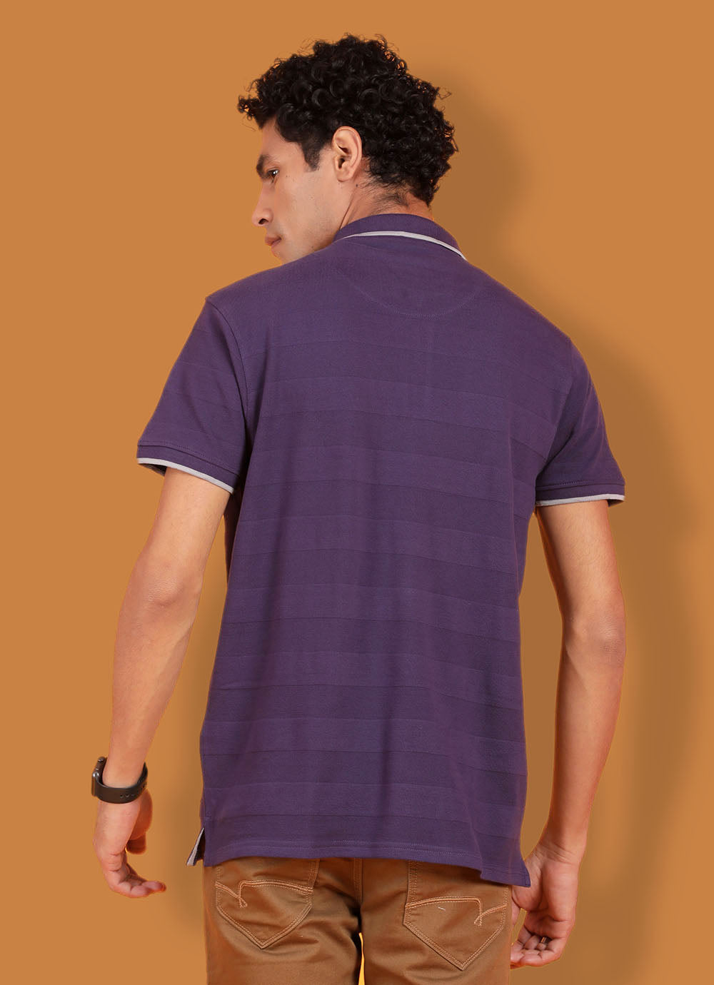 Cotton Polo Solid Purple T-shirt