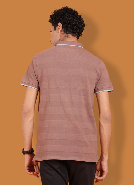 Light Brown Polo Cotton Solid T-shirt