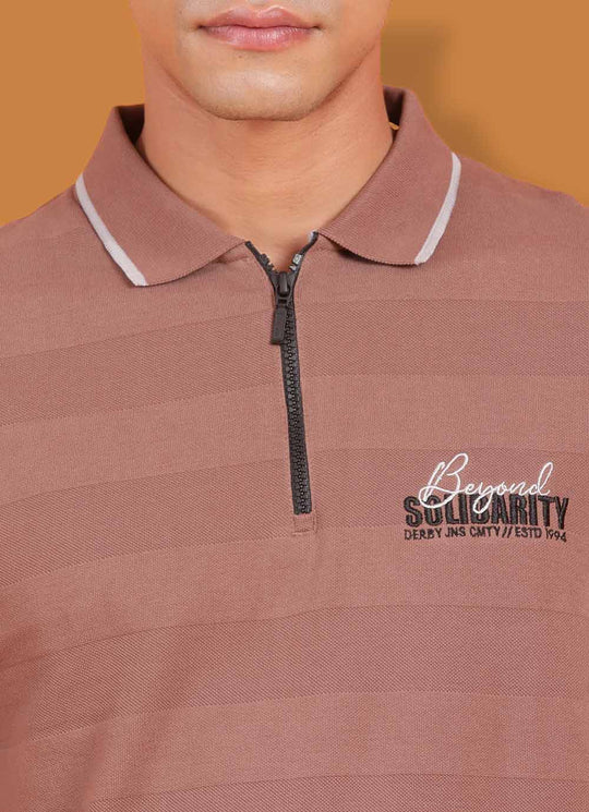 Light Brown Polo Cotton Solid T-shirt