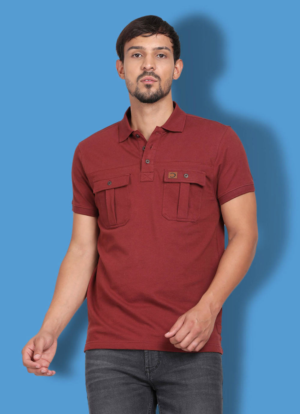 Cotton Mud Red POLO T Shirt