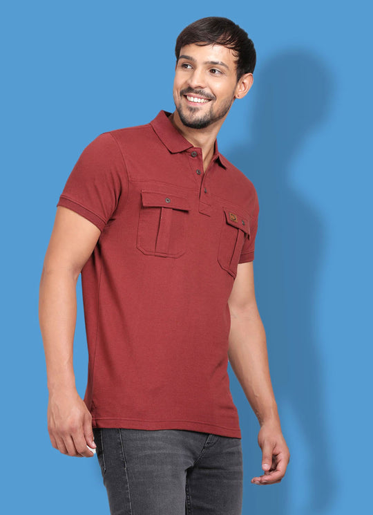 Cotton Mud Red POLO T Shirt