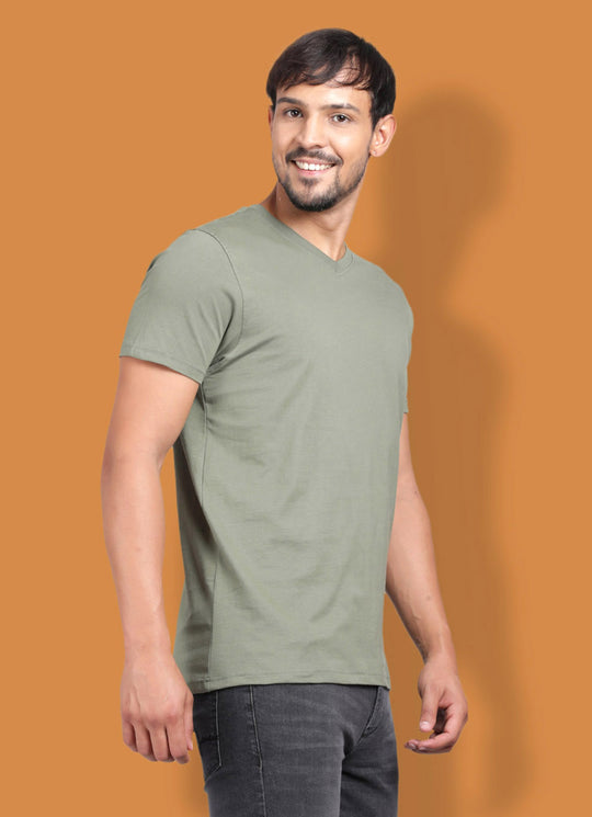 Cotton Green Half sleeve V NECK T Shirt