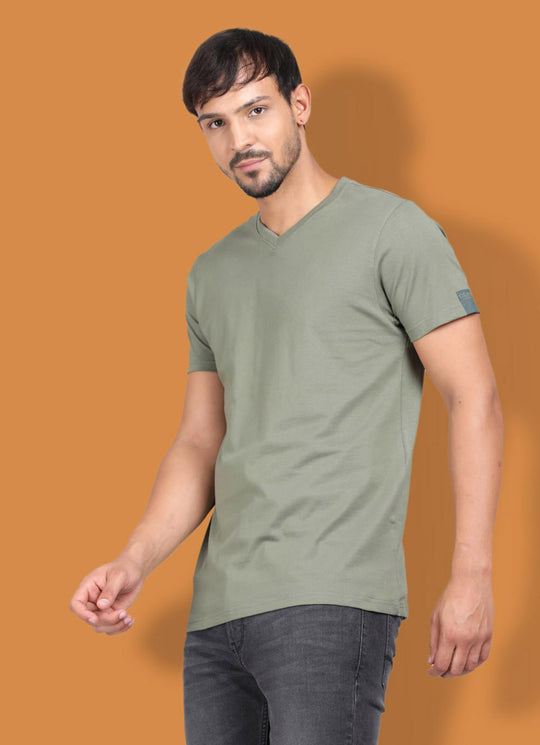 Cotton Green Half sleeve V NECK T Shirt