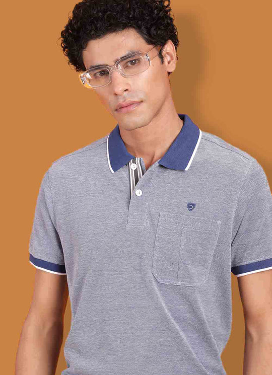 Polo Cotton Solid Blue T-shirt