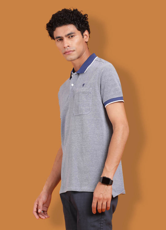 Polo Cotton Solid Blue T-shirt